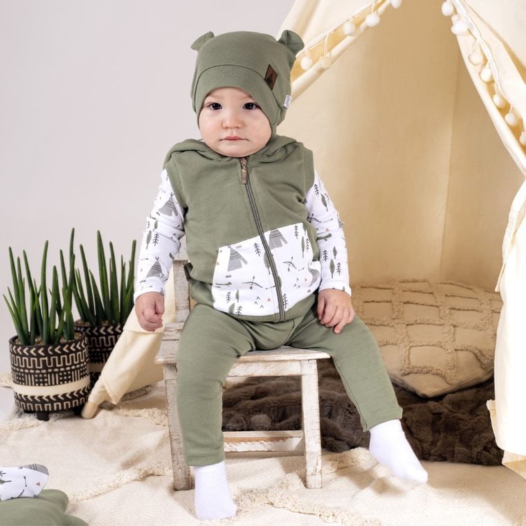 Kamizelka chłopięca z kapturem, zielona, Nicol