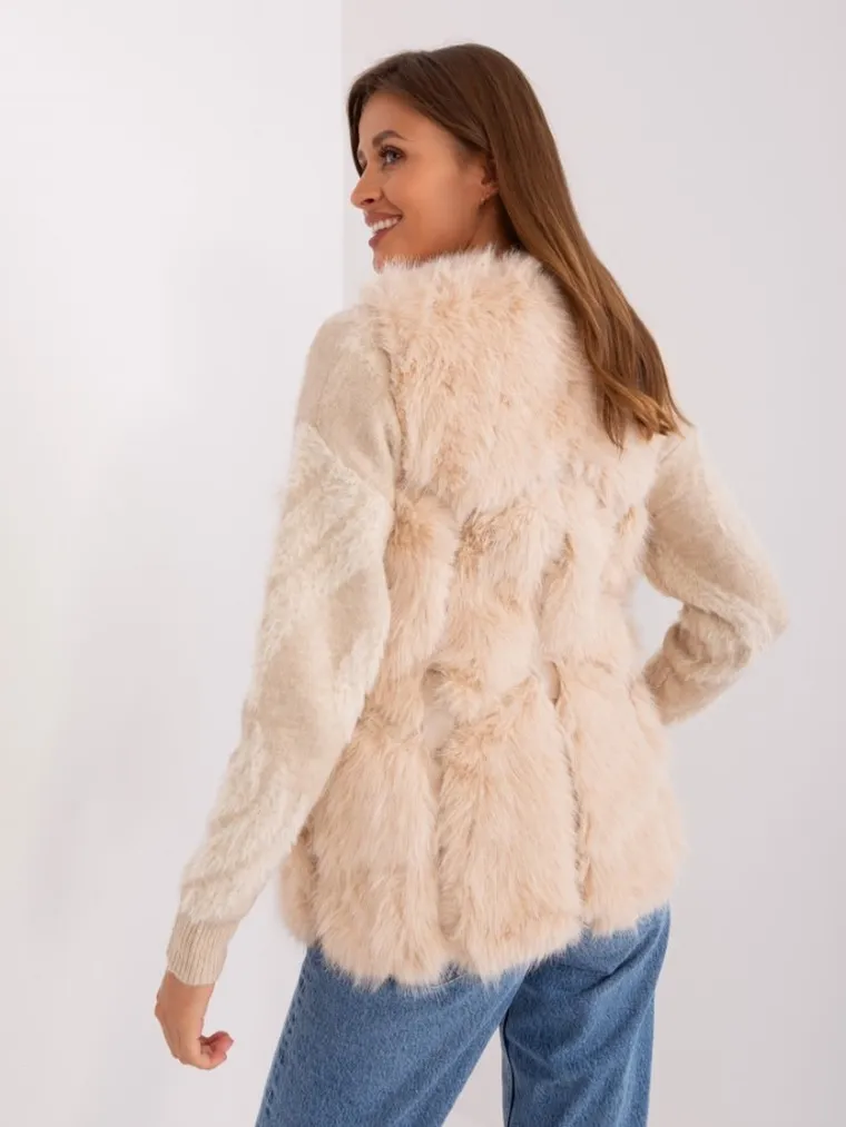 Kamizelka damska, beżowa, Italy Moda