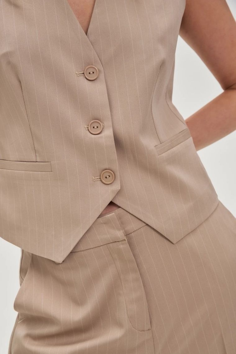 Kamizelka damska, beżowa, Moodo