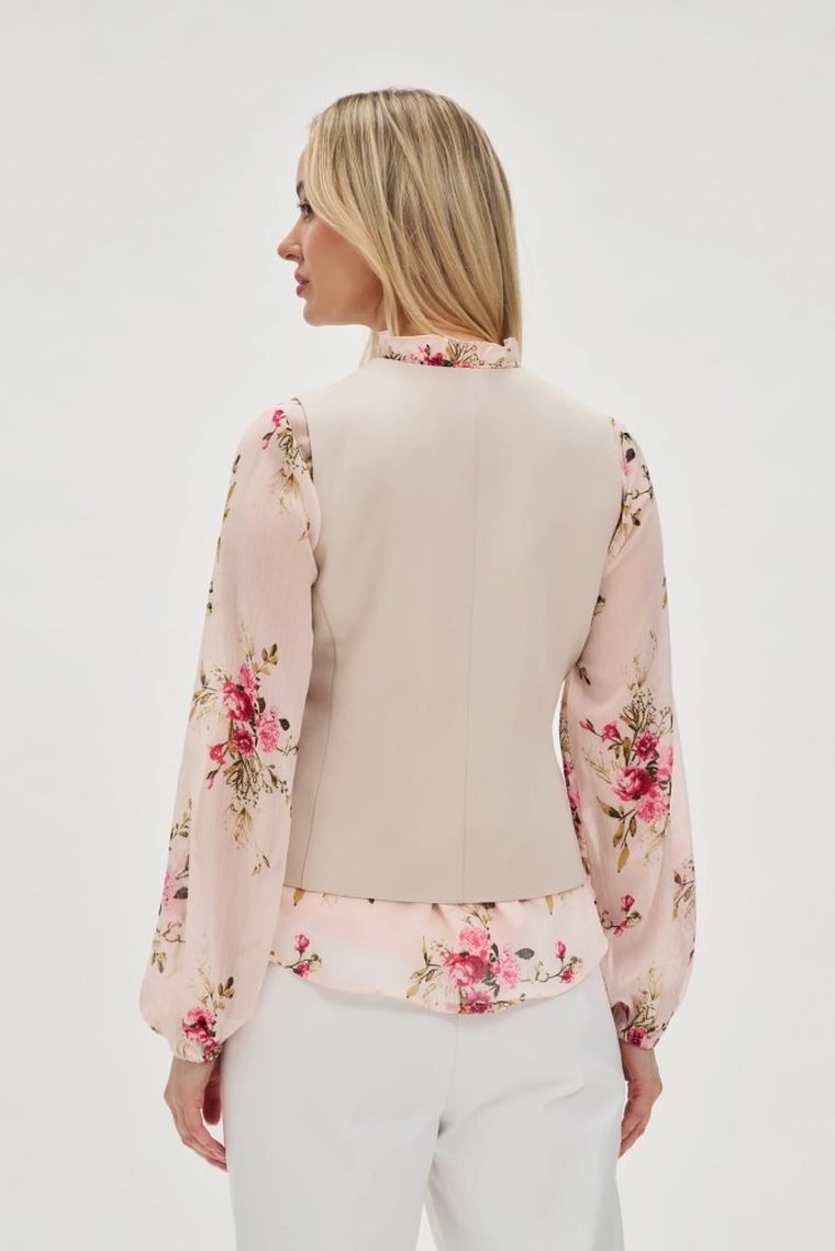 Kamizelka damska, beżowa, Moodo