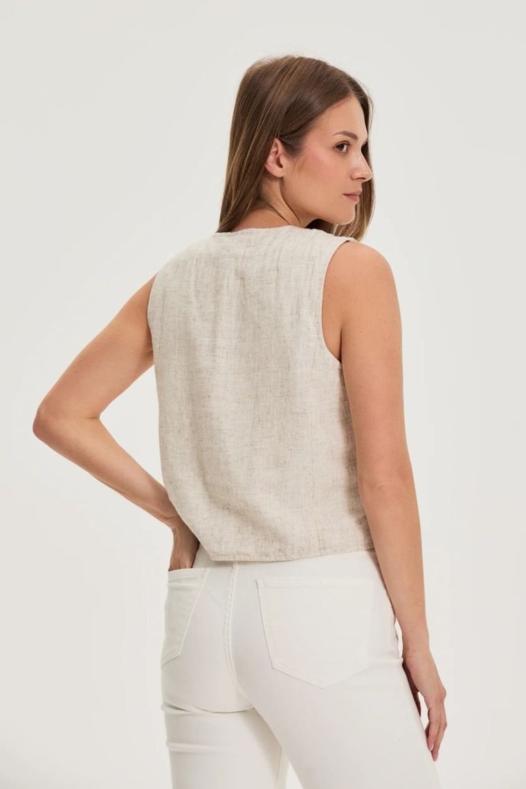 Kamizelka damska, beżowa, Moodo