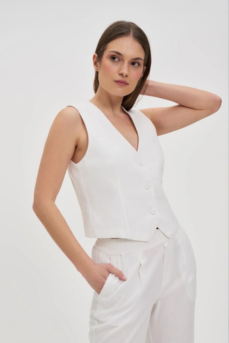 Kamizelka damska, biała, Moodo