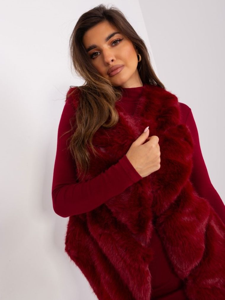 Kamizelka damska, bordowa, Italy Moda