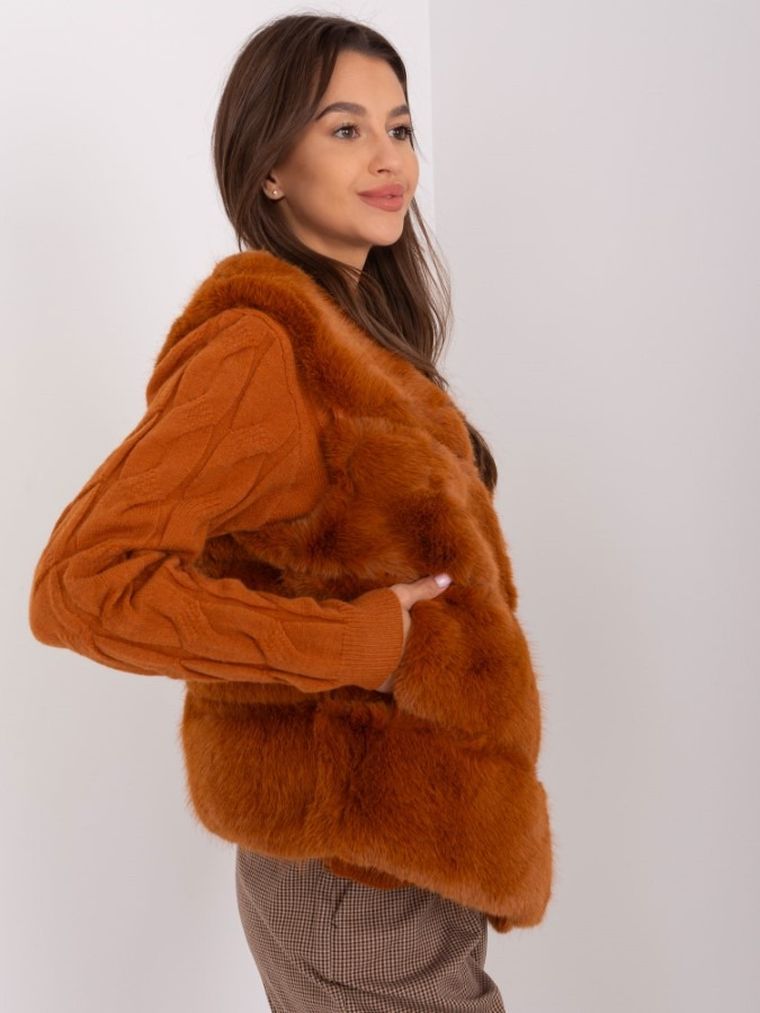 Kamizelka damska, brązowa, Italy Moda