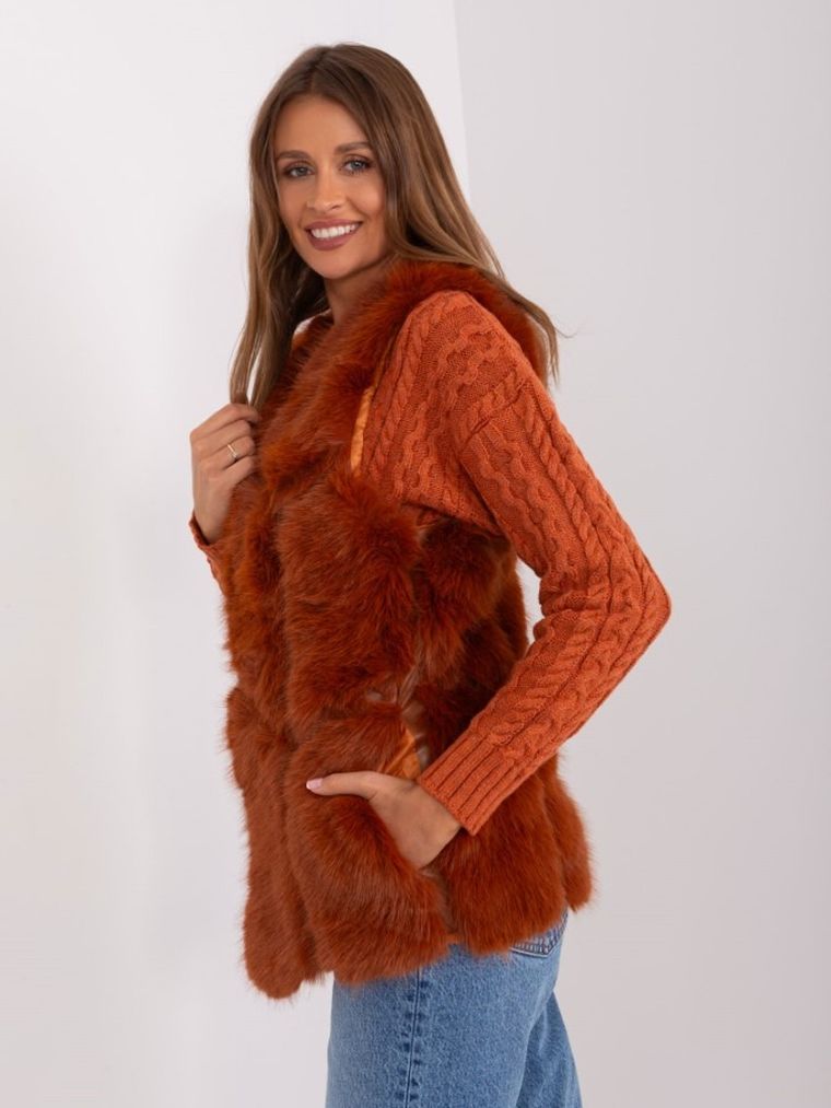 Kamizelka damska, ceglana, Italy Moda