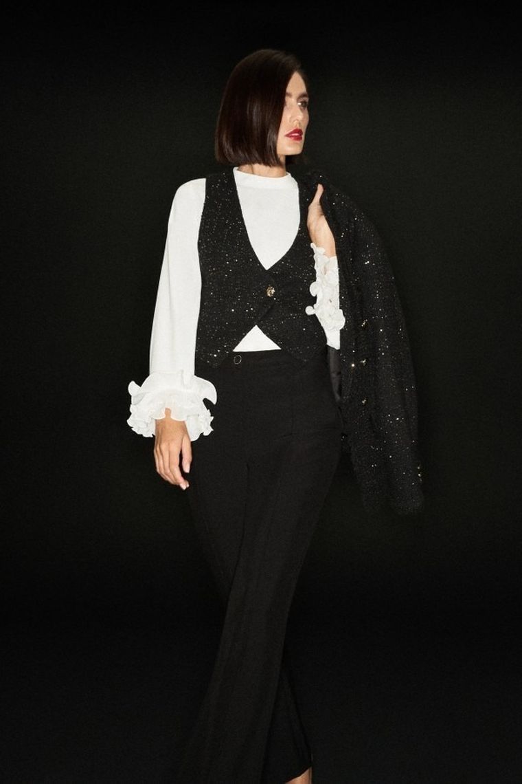 Kamizelka damska, czarna, Moodo