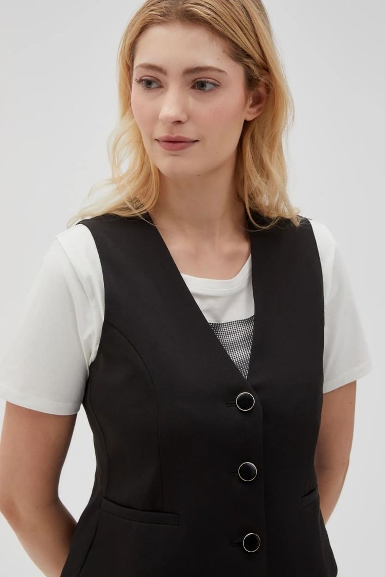 Kamizelka damska, czarna, Moodo