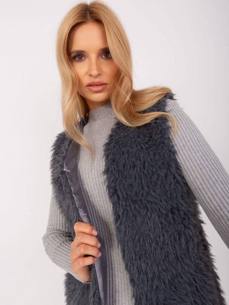 Kamizelka damska, grafitowa, Och Bella