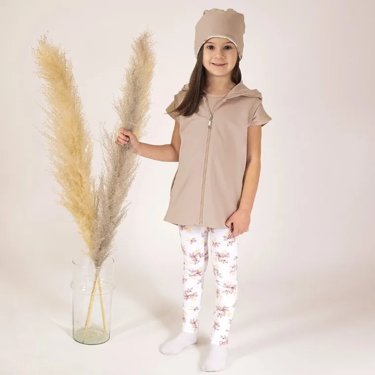 Kamizelka dziewczęca z kapturem, beżowa, Nicol