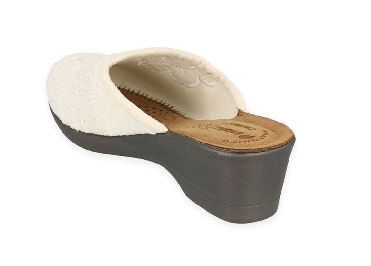 Kapcie damskie, białe, skórzana wkładka, Inblu