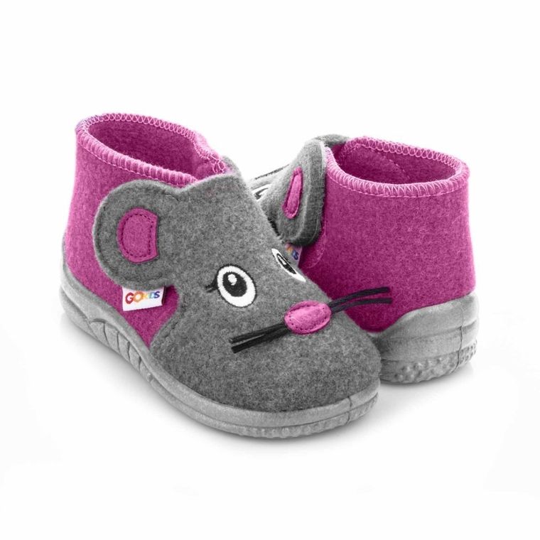 Kapcie dziewczęce, filcowe, różowe, GoKids