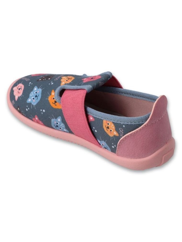 Kapcie dziewczęce, granatowe, skórzana wkładka, Befado