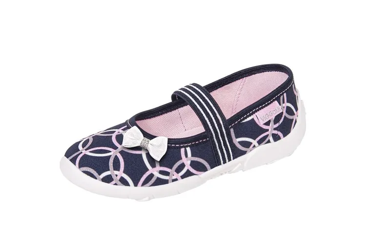 Kapcie dziewczęce, granatowe, Sylwia, Vi-GGa-Mi