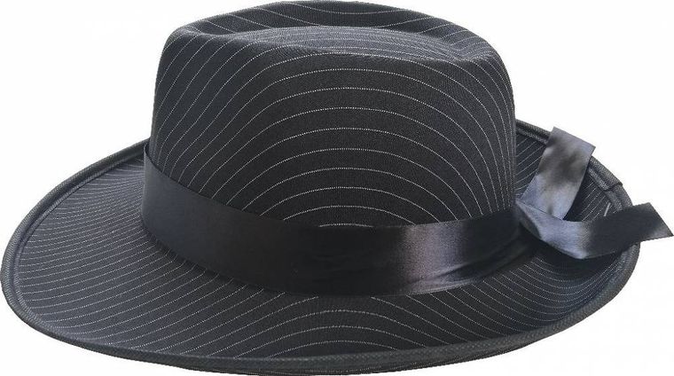 Kapelusz Al Capone, czarny w paski
