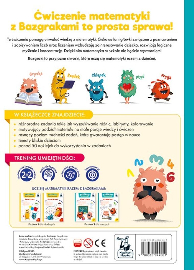 Kapitan Nauka. Bazgraki ćwiczą matematykę. Ćwiczenia. Poziom 2.