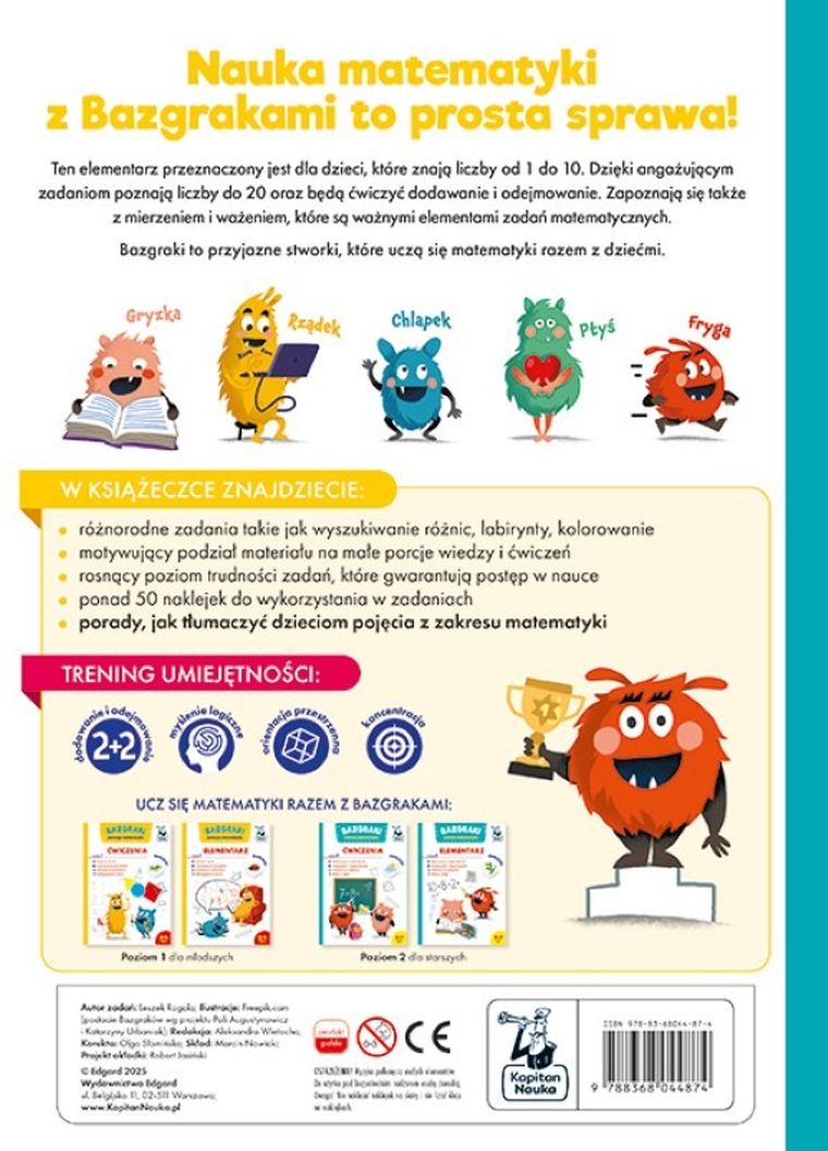 Kapitan Nauka. Bazgraki ćwiczą matematykę. Elementarz. Poziom 2