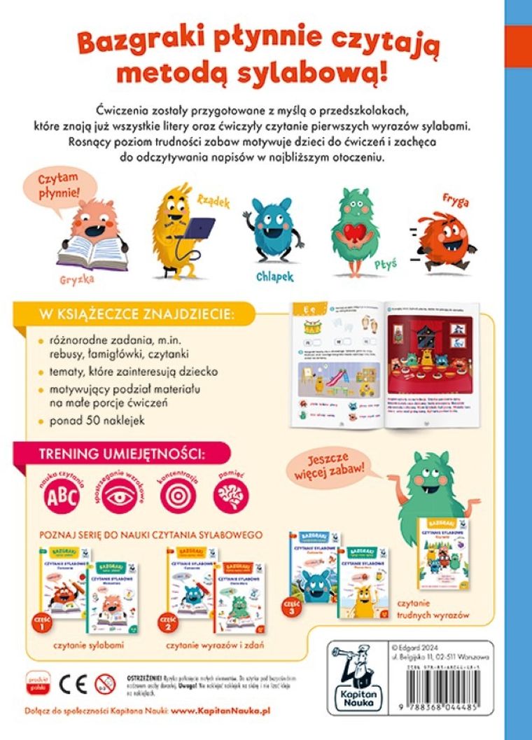 Kapitan Nauka. Bazgraki czytają trudne wyrazy. Czytanie sylabowe. Ćwiczenia