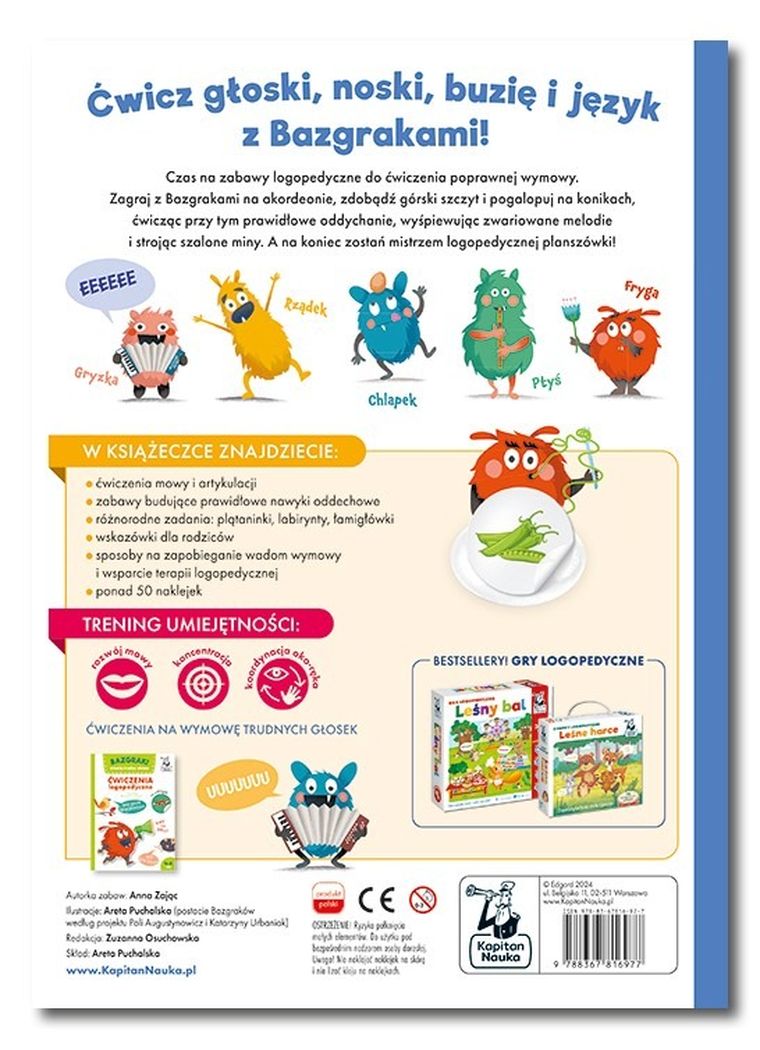 Kapitan Nauka. Bazgraki i gimnastyka języka. Ćwiczenia logopedyczne