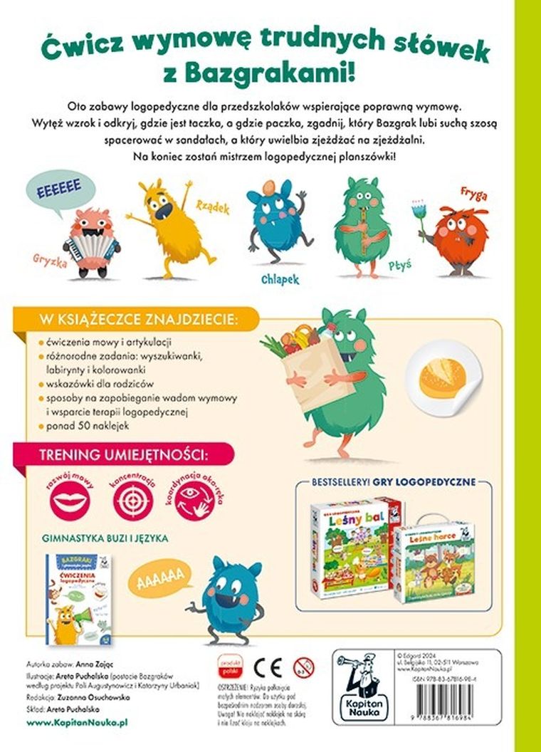 Kapitan Nauka. Bazgraki mówią trudne słowa. Ćwiczenia logopedyczne