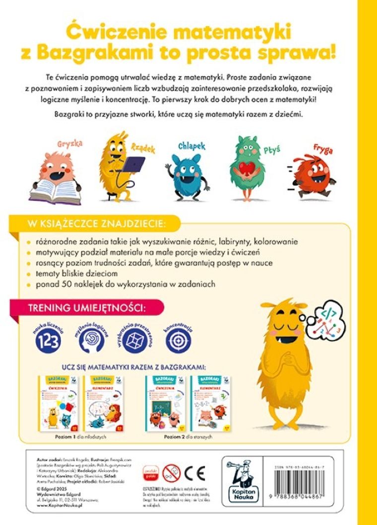Kapitan Nauka. Bazgraki poznają matematykę. Ćwiczenia. Poziom 1