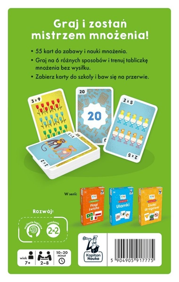 Kapitan Nauka. EDUseria. Tabliczka mnożenia, edukacyjna gra karciana