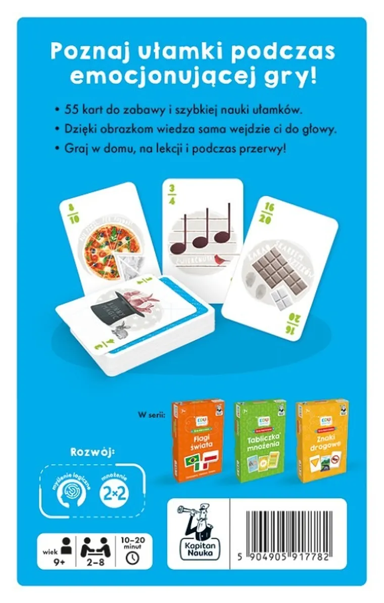 Kapitan Nauka. EDUseria. Ułamki, edukacyjna gra karciana