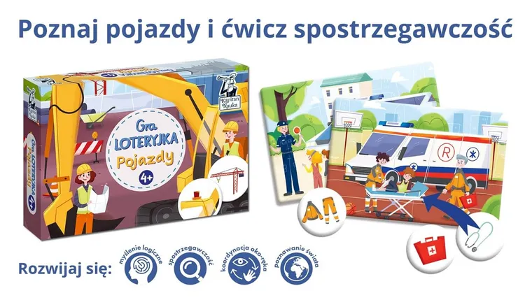 Kapitan Nauka. Loteryjka Pojazdy, gra edukacyjna