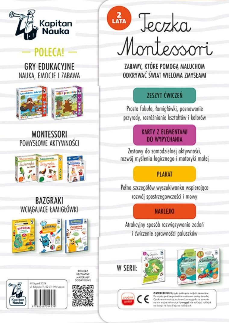 Kapitan Nauka. Montessori. Teczka Montessori. 2 lata