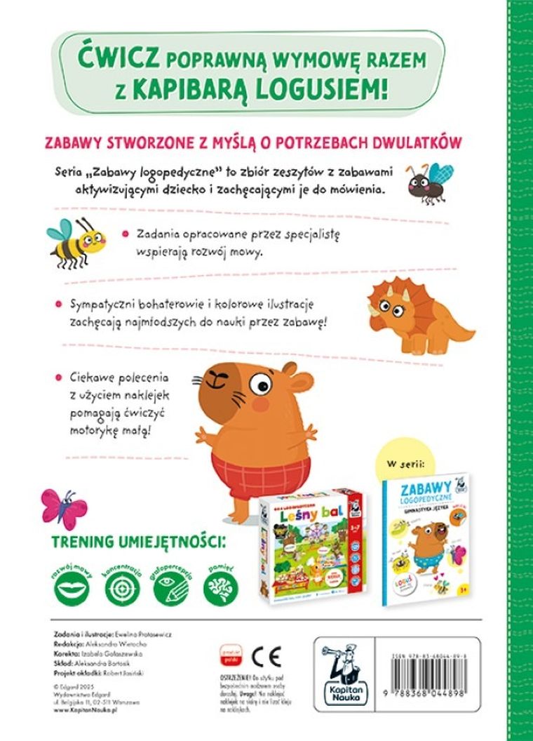 Kapitan Nauka. Naśladuj dźwięki. Zabawy logopedyczne. Loguś bawi się słowami