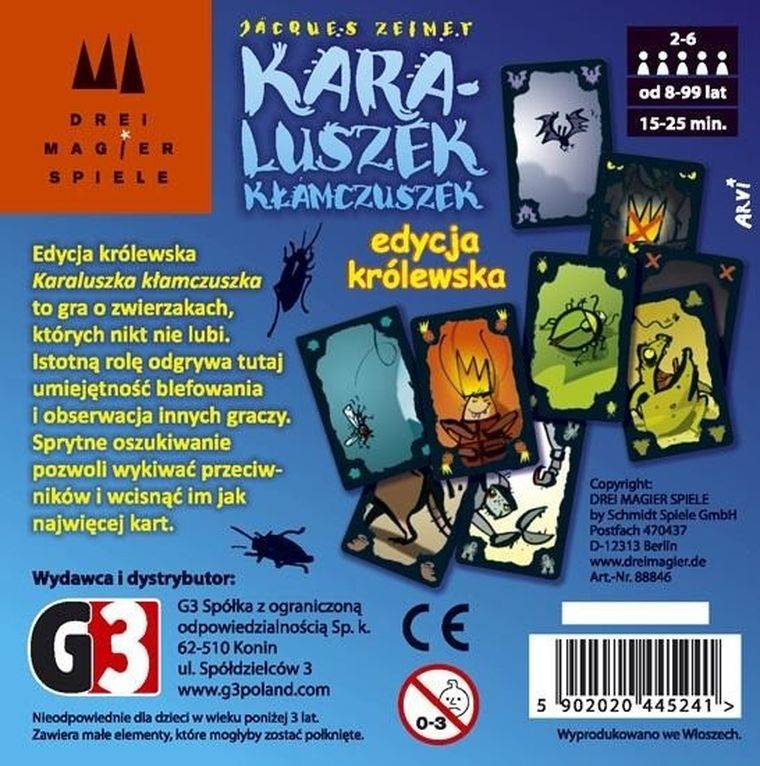 Karaluszek kłamczuszek (edycja królewska), gra karciana