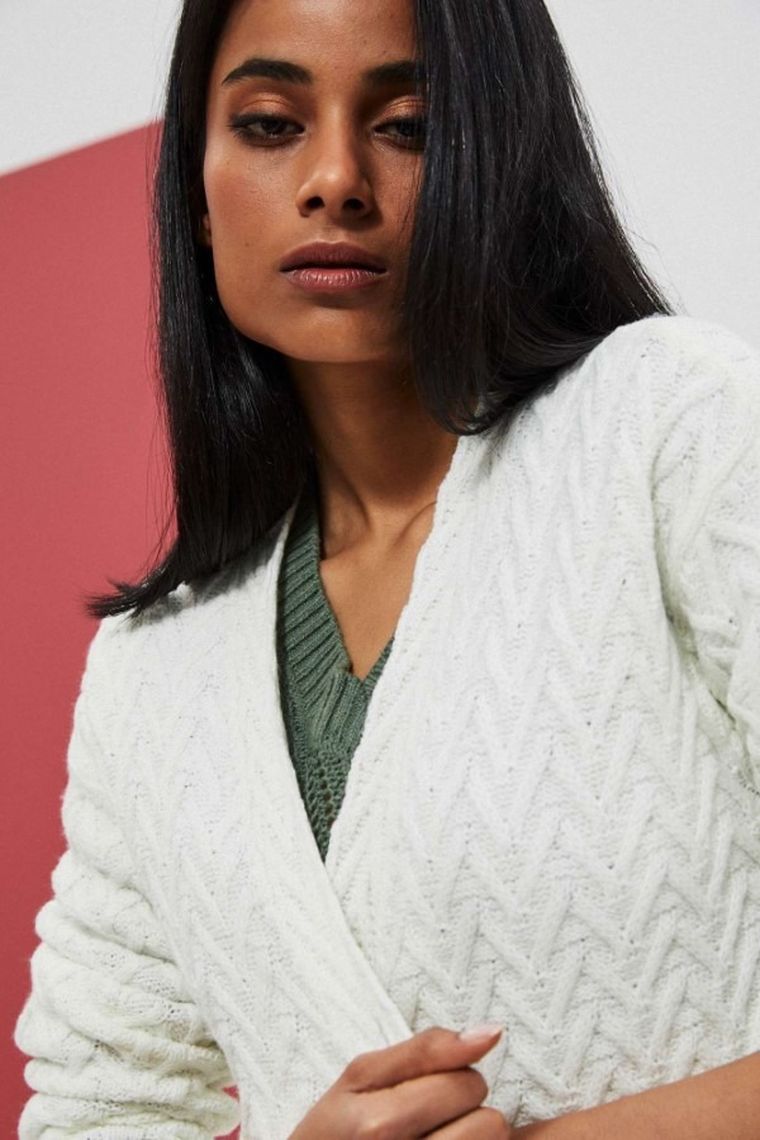 Kardigan damski, biały, Moodo