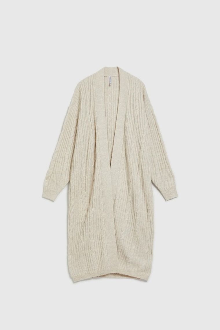 Kardigan damski, jasnobeżowy, Moodo