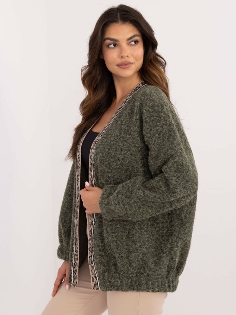 Kardigan damski, khaki, Italy Moda