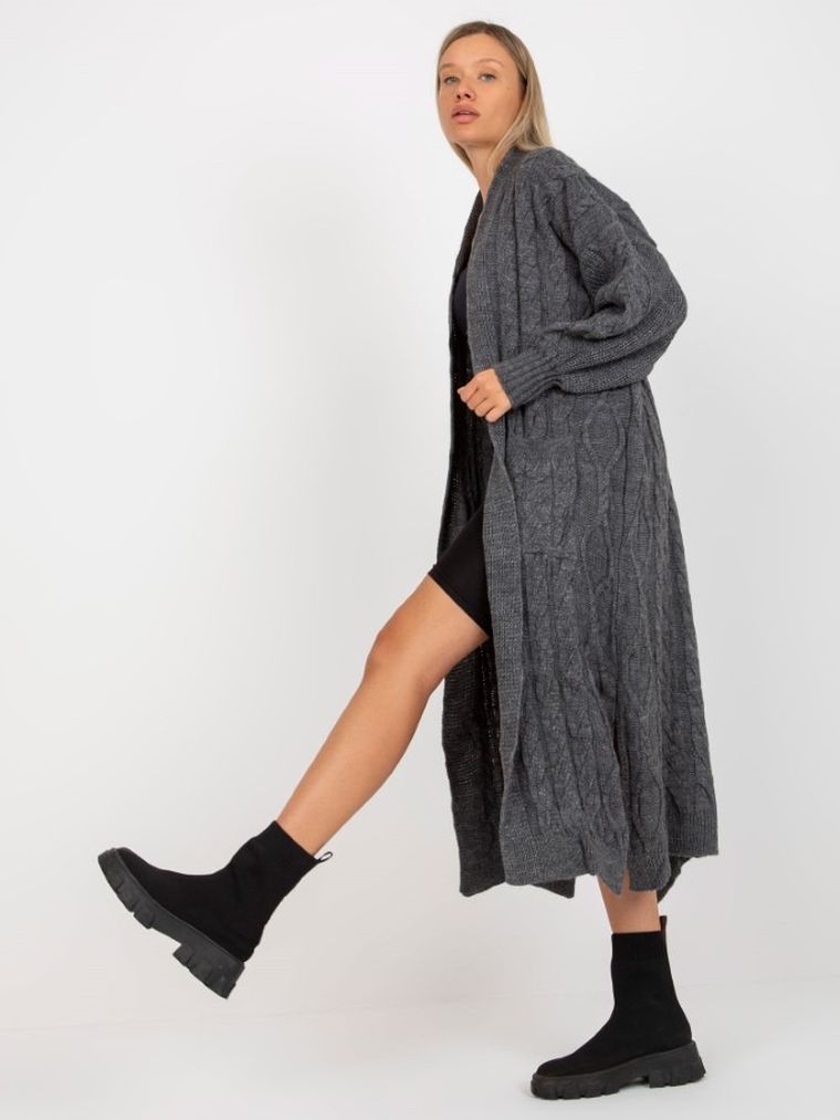 Kardigan damski, szary, Rue Paris