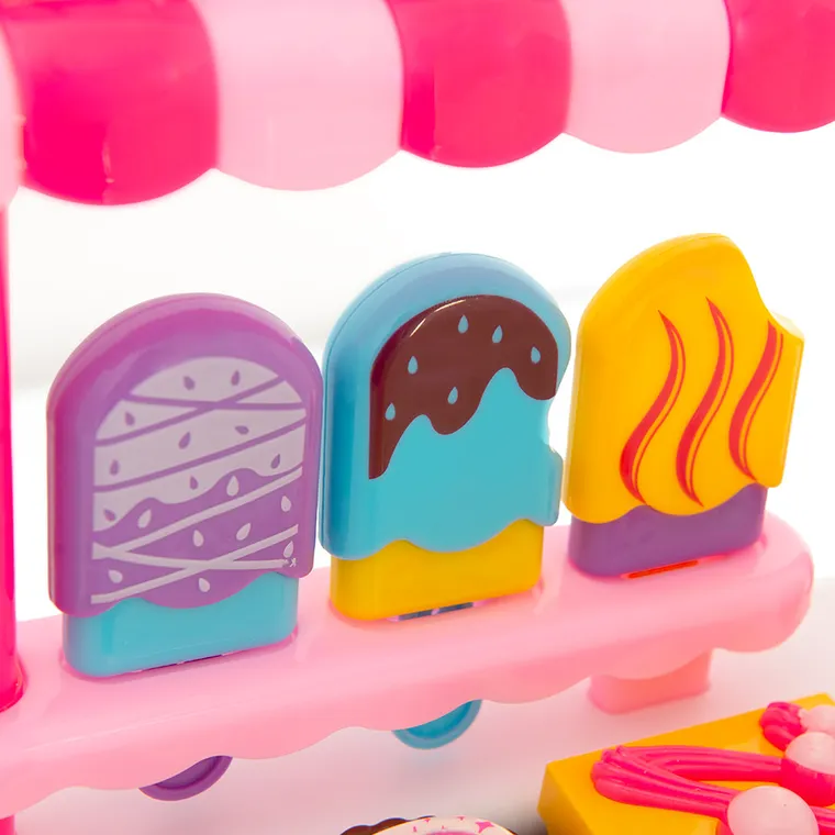 Kasa fiskalna z akcesoriami, światło i dźwięk, różowa