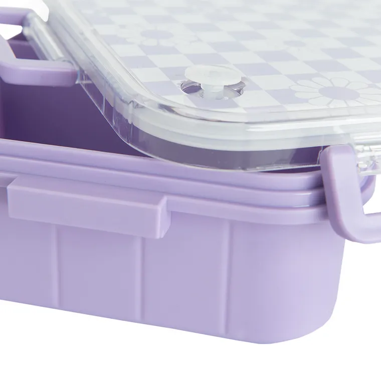 Kayokki, lunchbox dzielony, Szachownica, fioletowo-biała