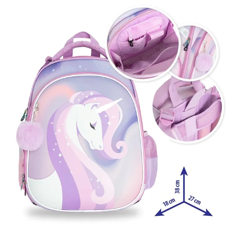 Kayokki, plecak szkolny, 1-komorowy, Jednorożec, fioletowy