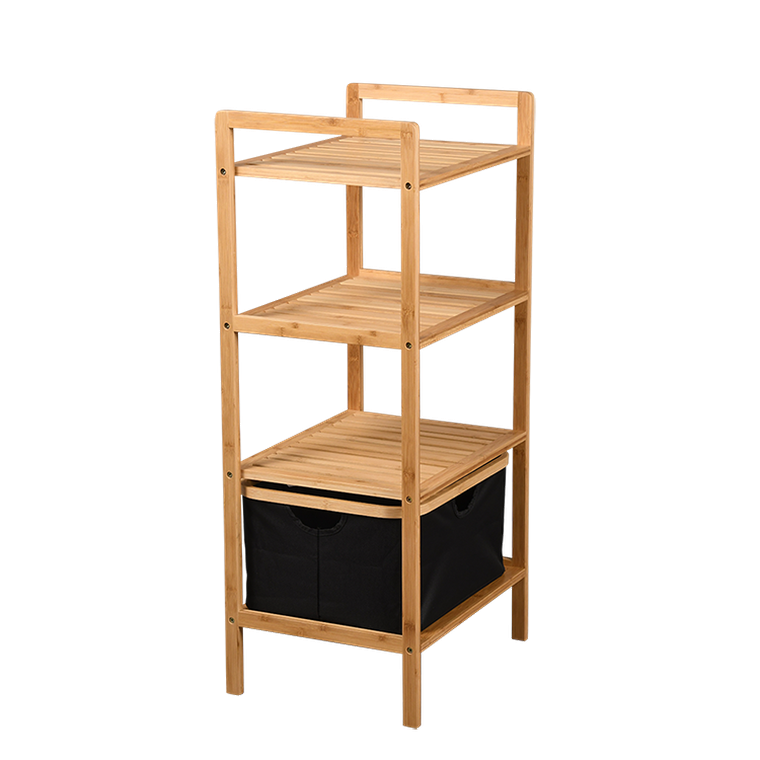 Kesper, bambusowy regał z wyciąganym koszem, 93.5 cm