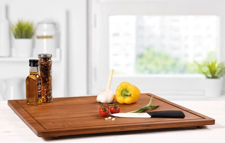 Kesper, deska do krojenia z antypoślizgowymi nóżkami, ciemny bambus, 50 x56 cm