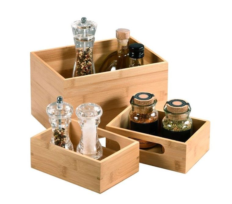 Kesper, zestaw trzech pudełek do przechowywania, bambus, Kesper