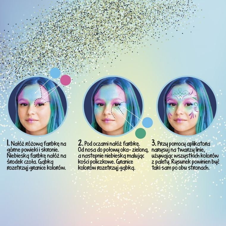 Kidea, brokatowe farbki do twarzy, 4 kolory