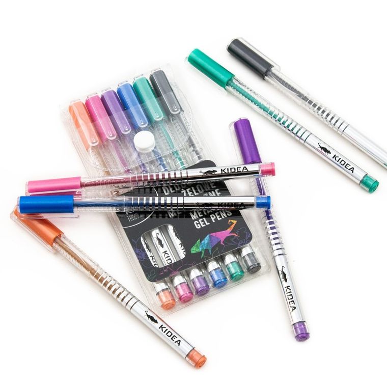 Kidea, długopisy żelowe, metaliczne, 6 kolorów