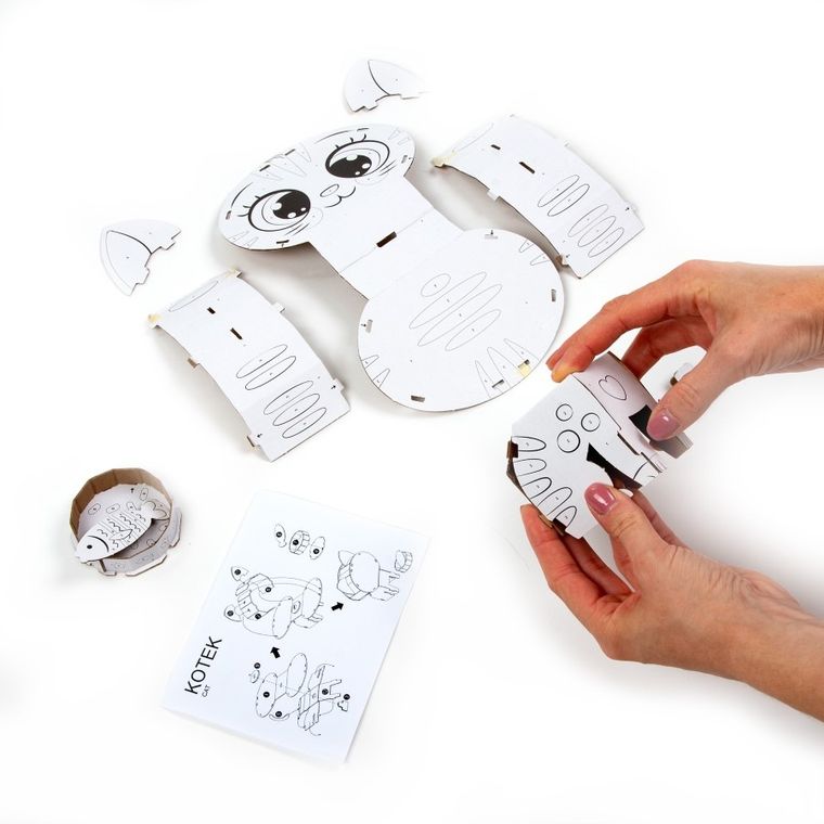 Kidea, figurka 3D, malowanie po numerach, kotek