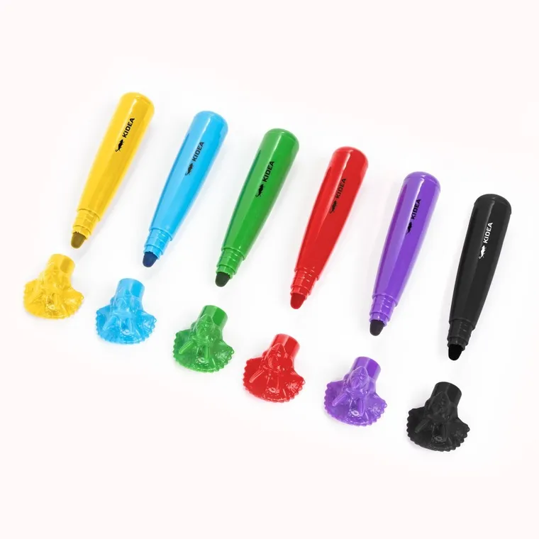 Kidea, flamastry jumbo, zestaw z figurką, dinozaury, 6 kolorów