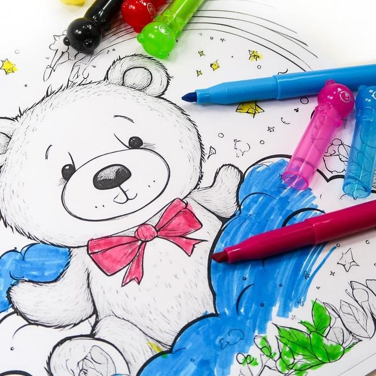 Kidea, flamastry, misie, 6 kolorów