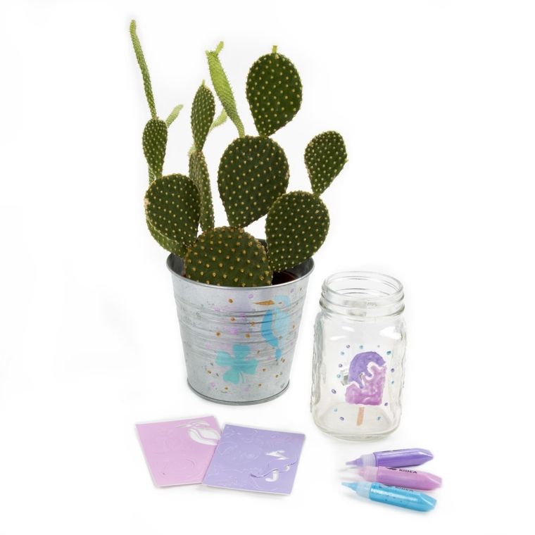 Kidea, markery akrylowe z szablonami, metaliczne, 10 kolorów