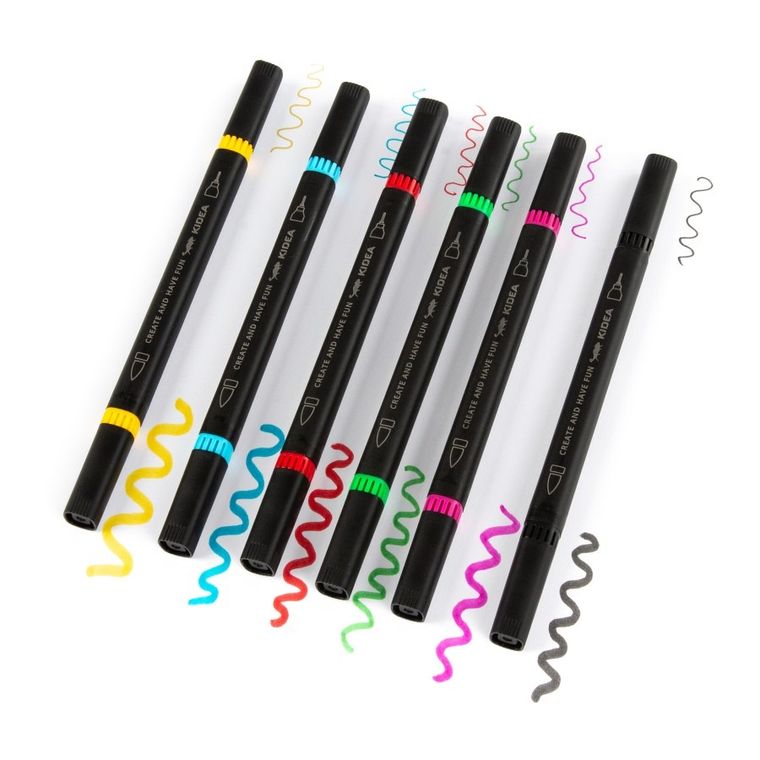 Kidea, markery brush z cienkopisem, 6 kolorów