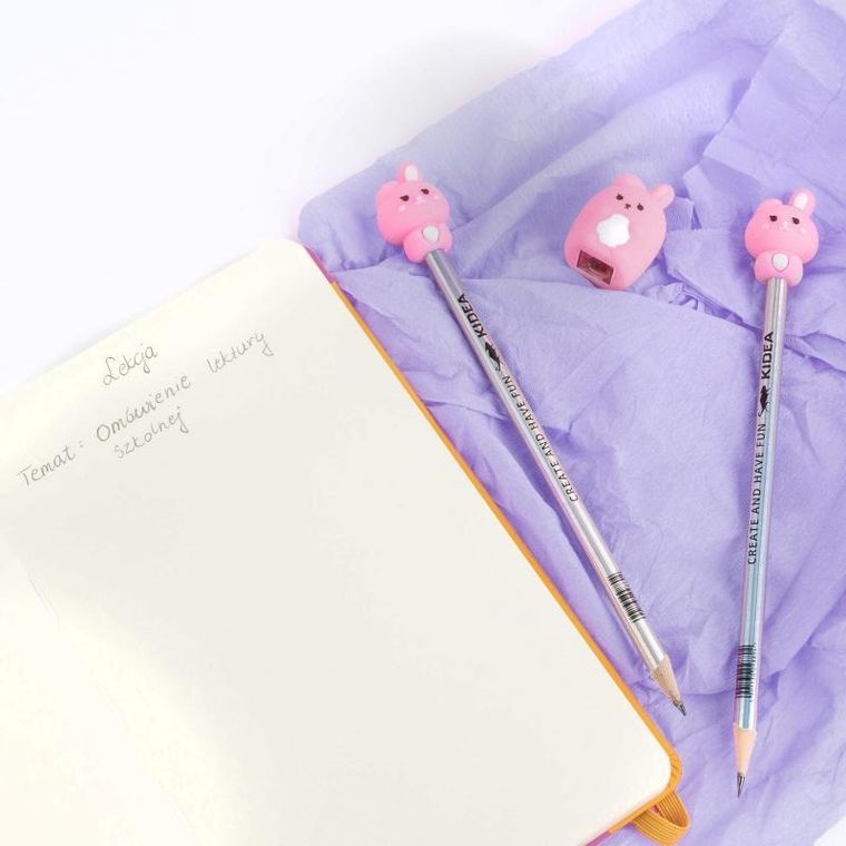 Kidea, ołówki HB z temperówką i figurką, królik, 2 szt.