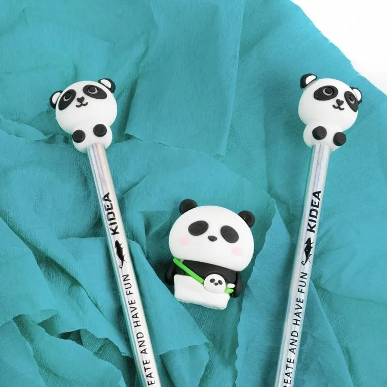 Kidea, ołówki HB z temperówką i figurką, panda, 2 szt.