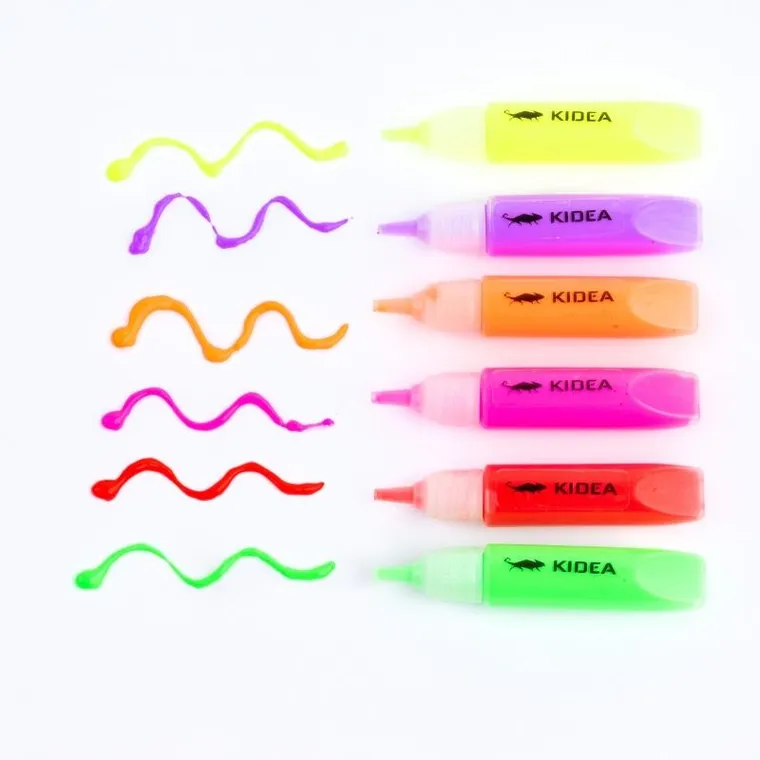 Kidea, Popcorn Żel, magiczna masa w pisakach, flamastry puchate, 6 kolorów